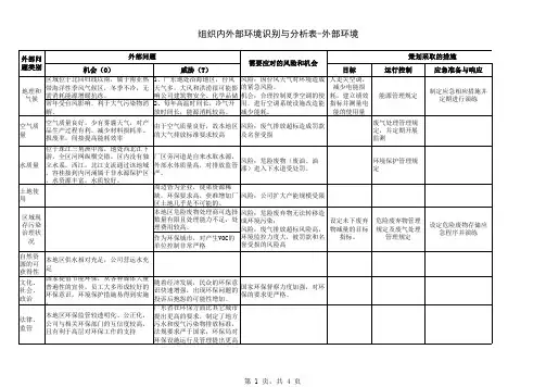组织内外部环境识别与分析表-外部环境