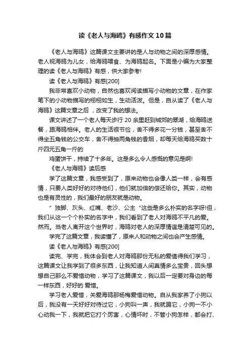 读《老人与海鸥》有感作文10篇