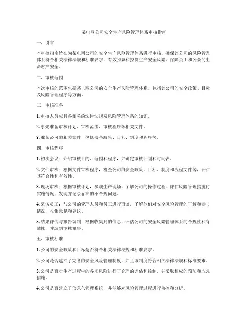 某电网公司安全生产风险管理体系审核指南