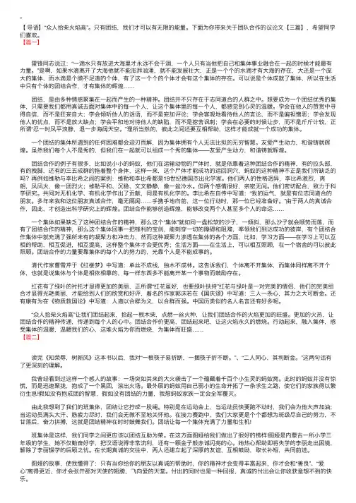 关于团队合作的议论文【三篇】