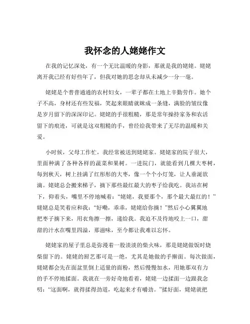 我怀念的人姥姥作文