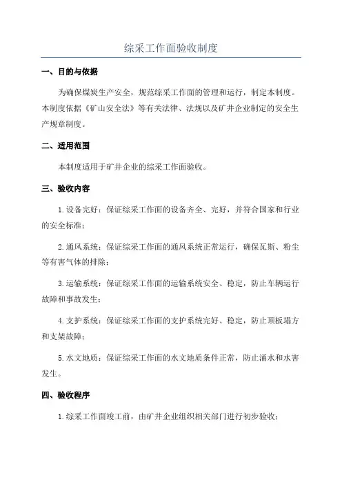 综采工作面验收制度