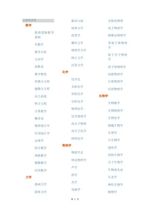 学科分类