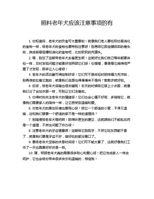 照料老年犬应该注意事项的有