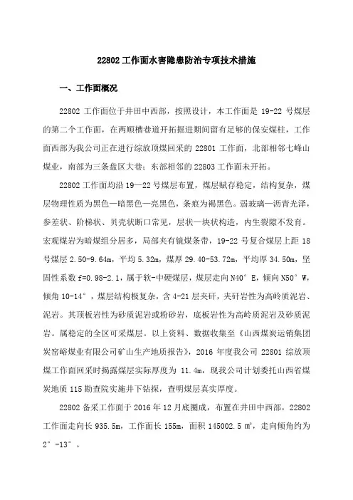 最新22802工作面水害隐患防治专项技术措施