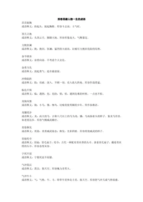 形容英雄人物一生的成语