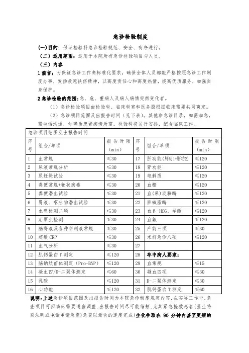 急诊检验制度