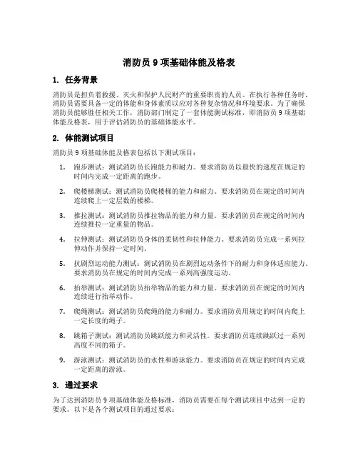 消防员9项基础体能及格表