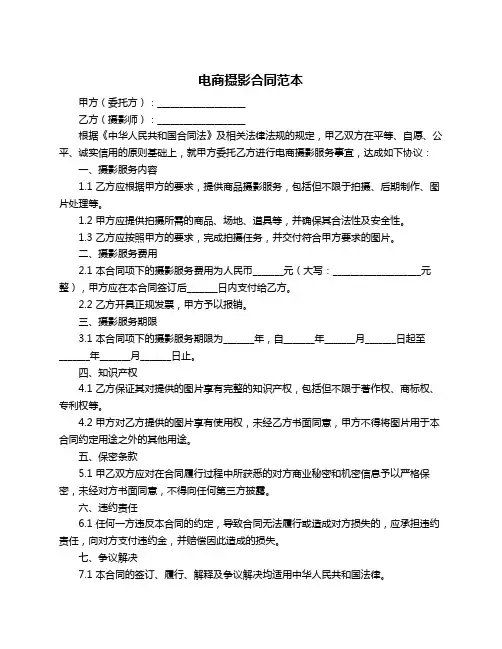 电商摄影合同范本