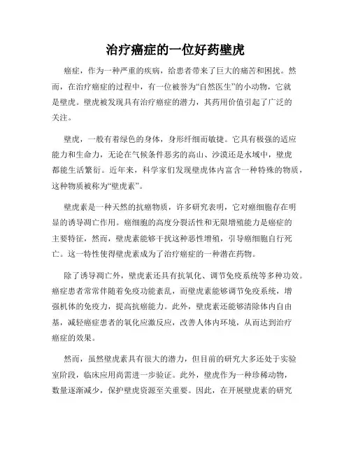 治疗癌症的一位好药壁虎