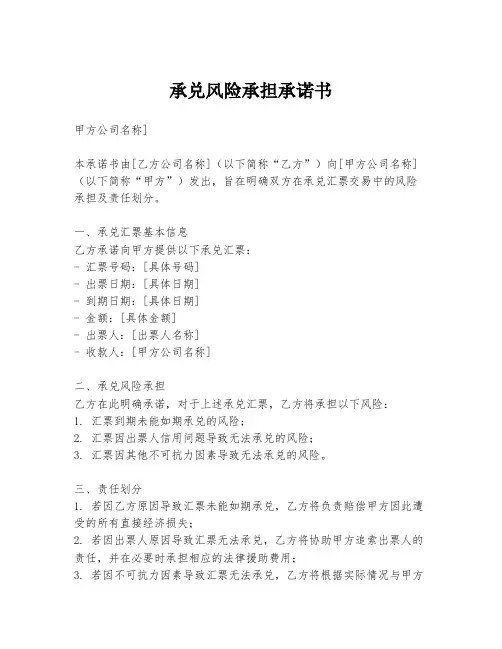 承兑风险承担承诺书