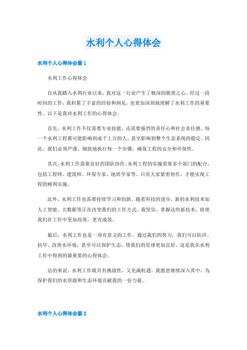 水利个人心得体会