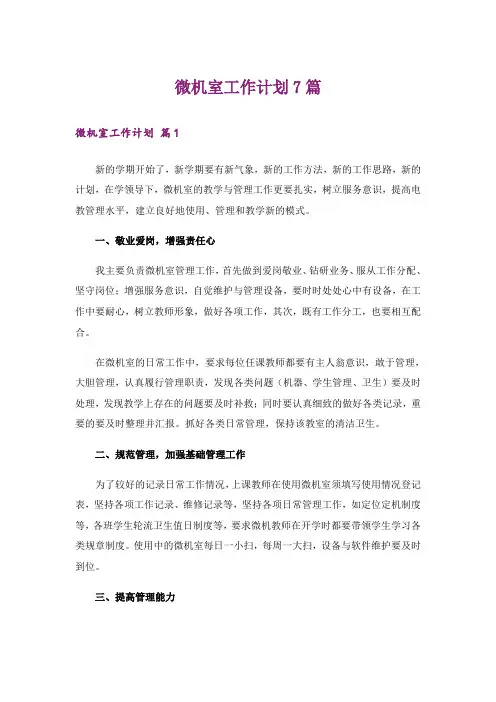 微机室工作计划7篇