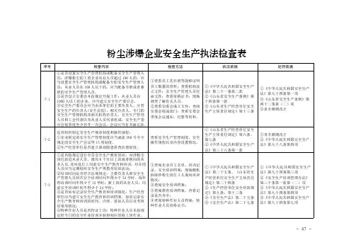 粉尘涉爆企业安全生产执法检查表