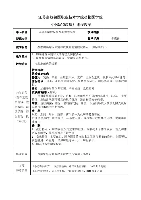 授课教案-小动物疾病传染病3
