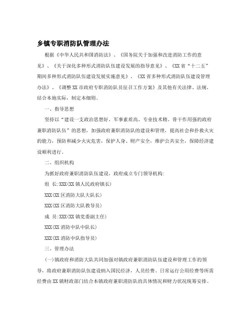 乡镇专职消防队管理办法