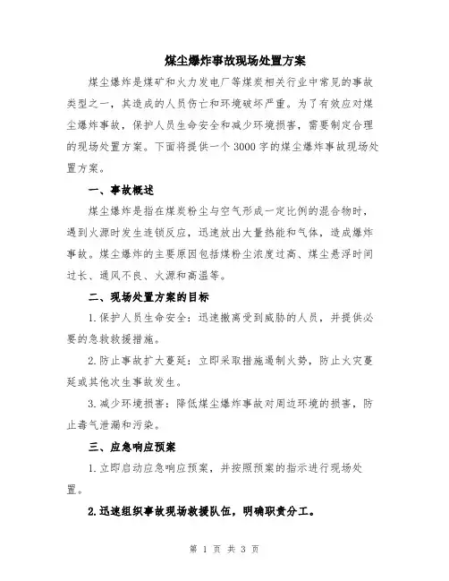 煤尘爆炸事故现场处置方案