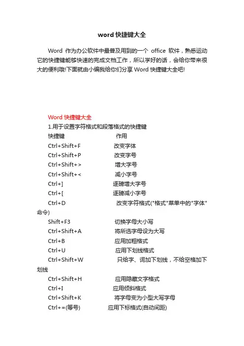 word快捷键大全