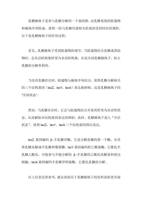 描述乳糖操纵子的作用过程