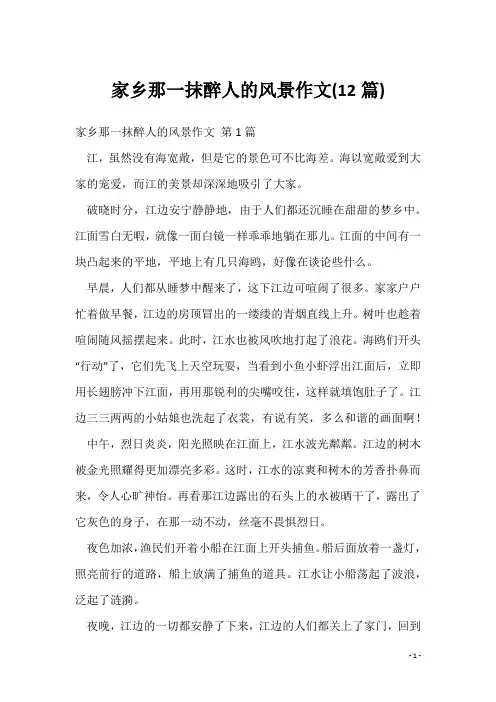 家乡那一抹醉人的风景作文(12篇)