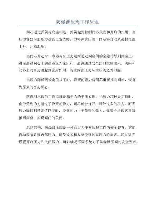 防爆泄压阀工作原理