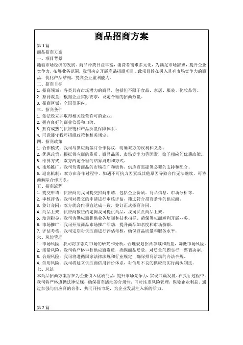 商品招商方案