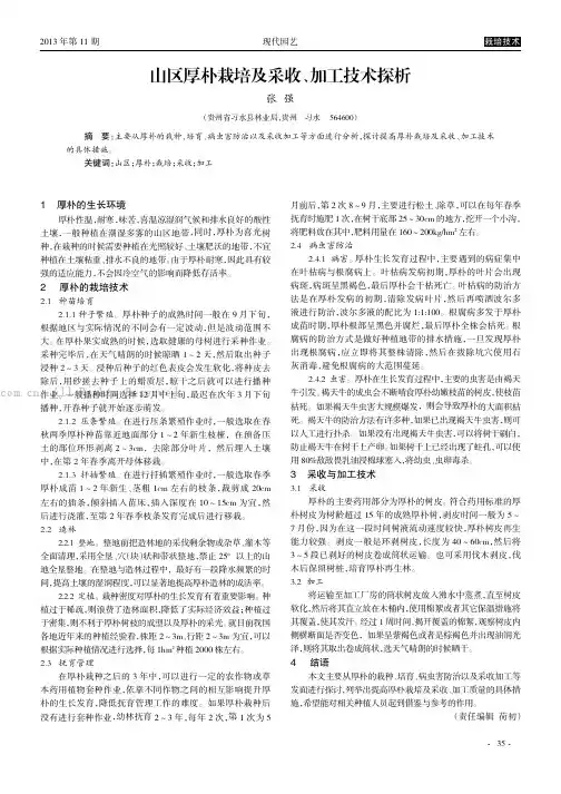 山区厚朴栽培及采收、加工技术探析   