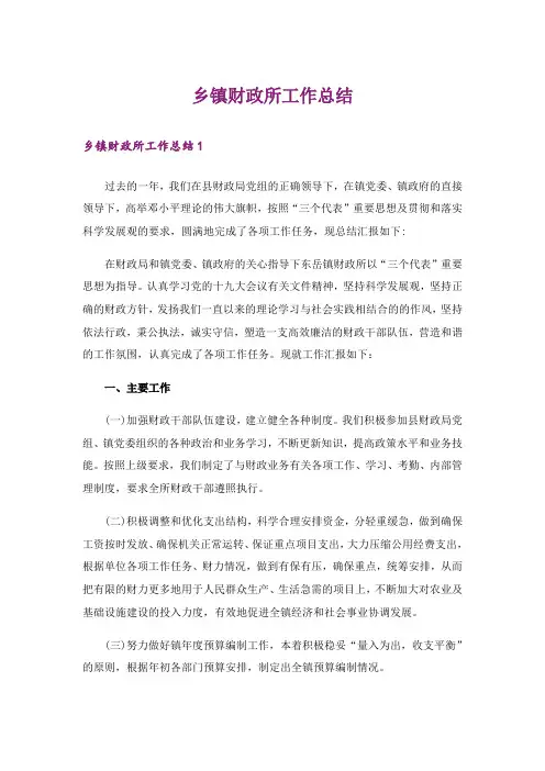 乡镇财政所工作总结