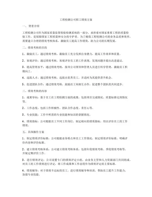 工程检测公司职工绩效方案