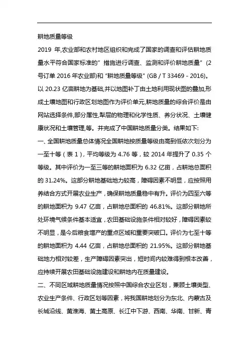 耕地质量等级