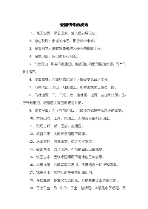 爱国情怀的成语