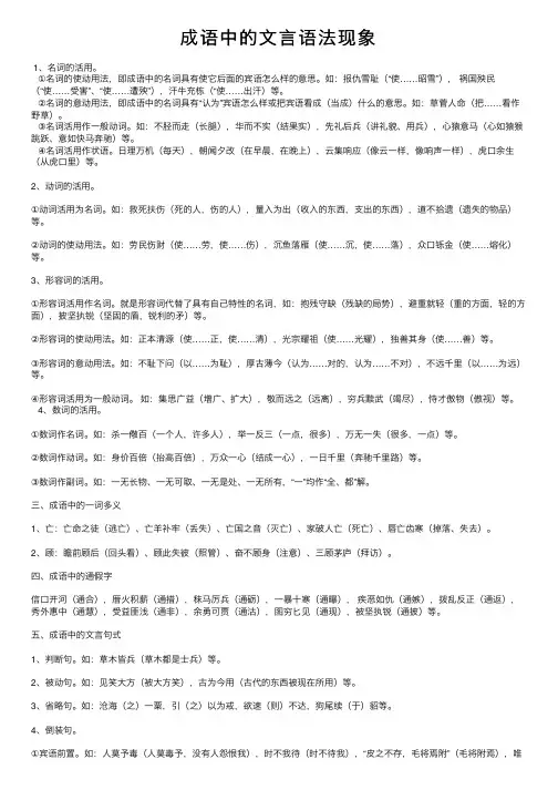成语中的文言语法现象