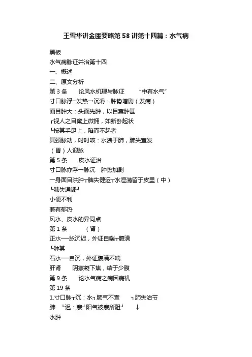 王雪华讲金匮要略第58讲第十四篇：水气病