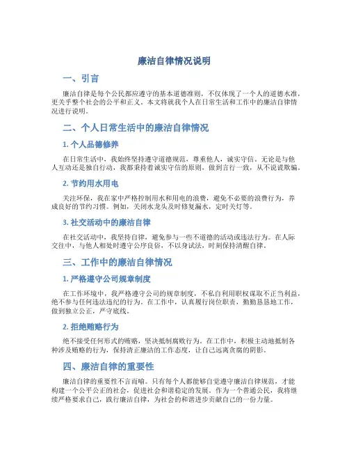 廉洁自律情况说明