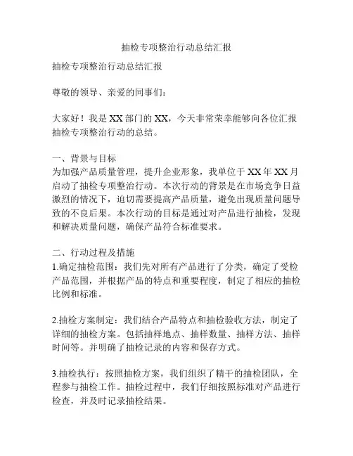 抽检专项整治行动总结汇报