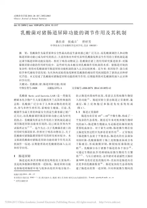 乳酸菌对猪肠道屏障功能的调节作用及其机制_谯仕彦