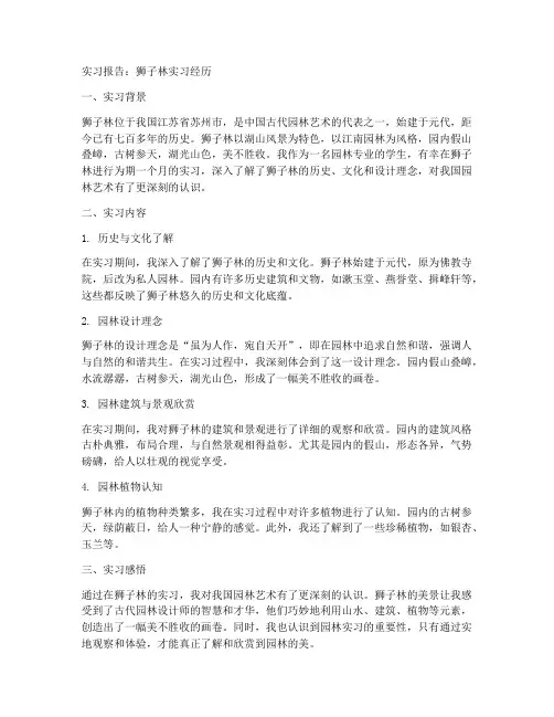 狮子林实习报告