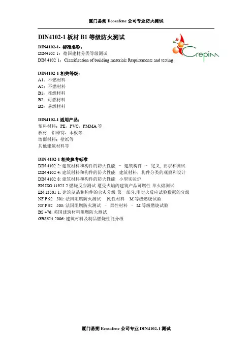 DIN4102-1板材B1等级防火测试