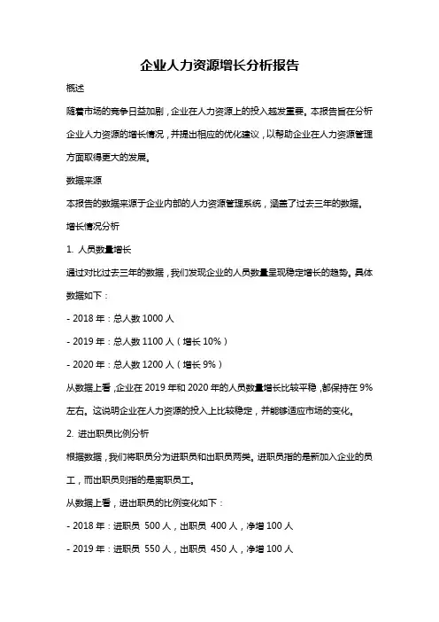 企业人力资源增长分析报告