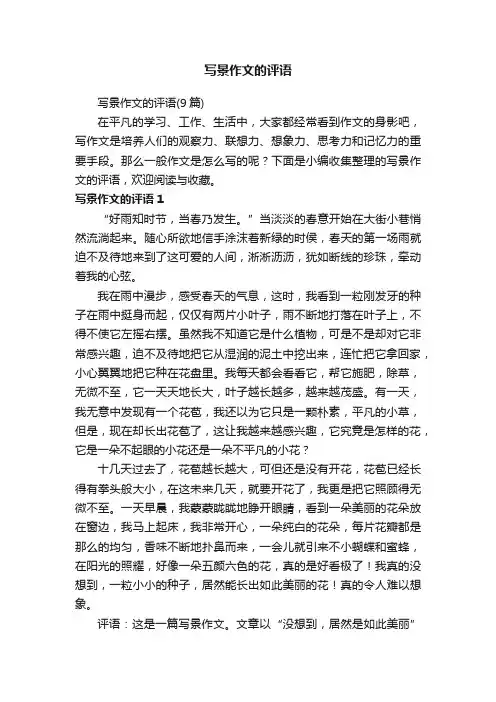 写景作文的评语（9篇）