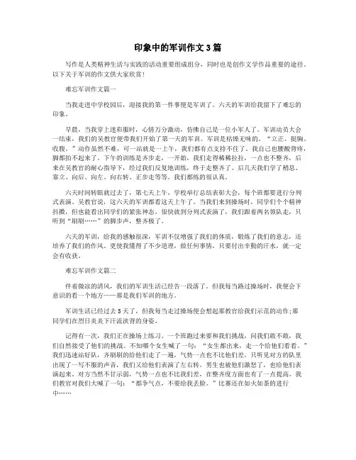 印象中的军训作文3篇