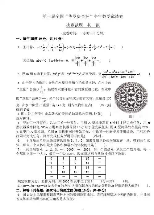 第十届全国“华罗庚金杯”少年数学邀请赛
