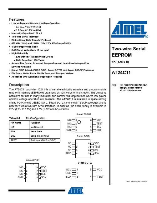 AT24C11 EEPROM 产品说明书