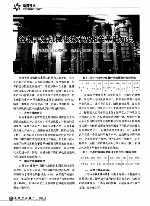 谷物干燥机械化技术及相关基础知识