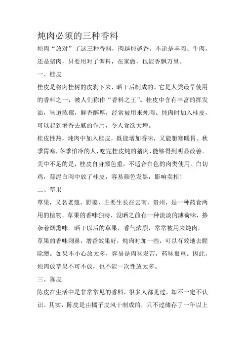 炖肉必须的三种香料