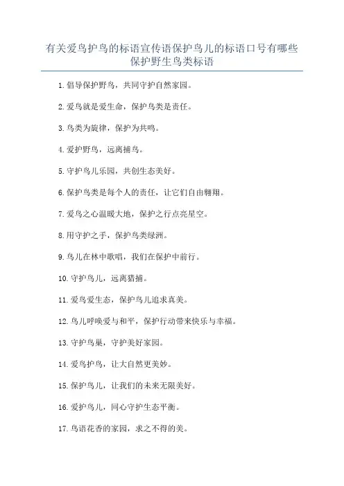 有关爱鸟护鸟的标语宣传语保护鸟儿的标语口号有哪些保护野生鸟类标语