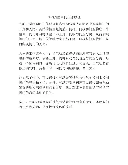 气动刀型闸阀工作原理