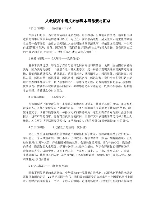 人教版高中语文必修课本写作素材汇总