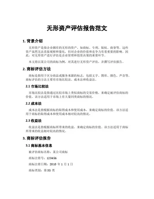 无形资产评估报告范文