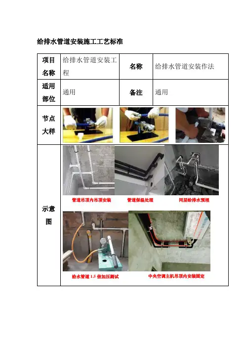 给排水管道安装施工工艺标准
